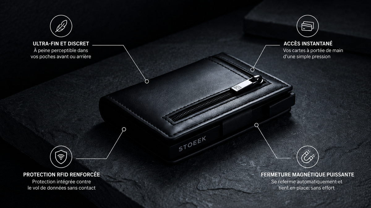 Avantage du portefeuille noir compact Stoeek